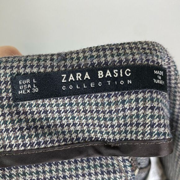 Zara Basic Brown Mini Houndstooth Check High Rise Trouser Pants - Picture 4 of 5